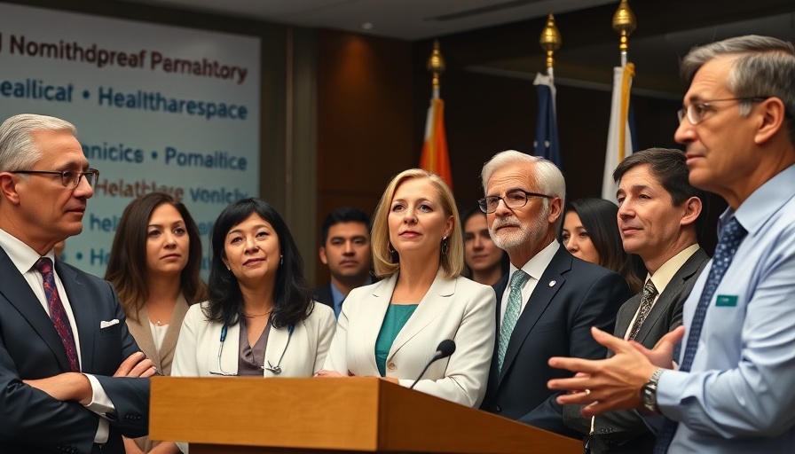 Professionals discussing Affordable Care Act at a press conference.