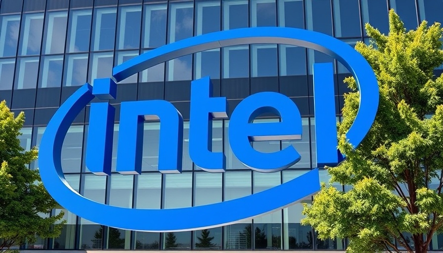 Intel's logo outside modern building, symbolizing Intel's revenue surges.