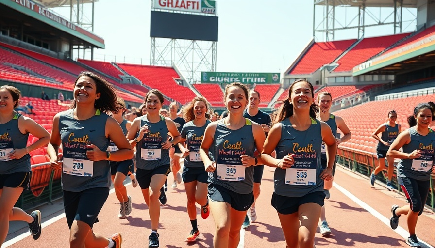 Participants at Run to Home Base event at baseball stadium