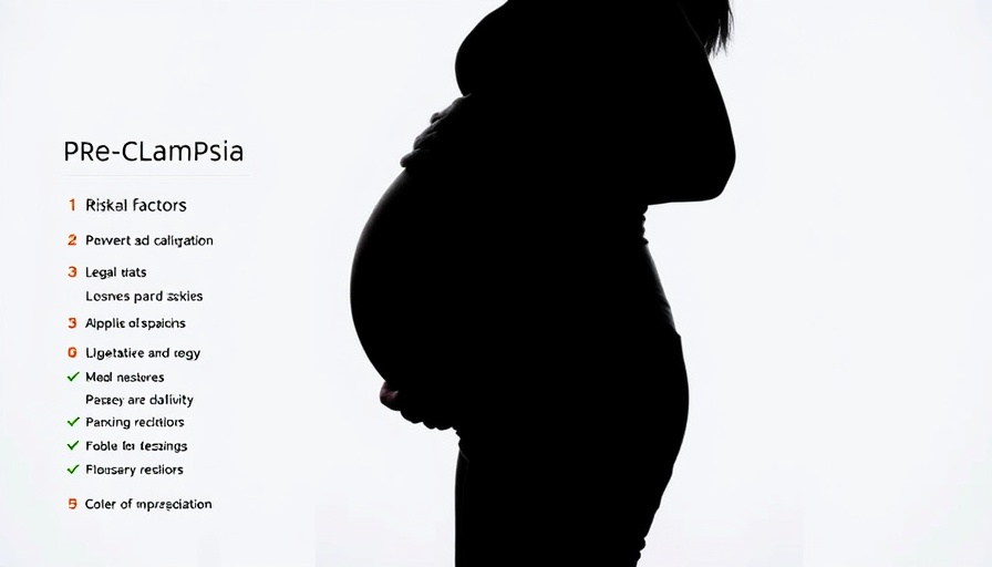 Pre-eclampsia signs and risk factors with silhouette of a pregnant woman