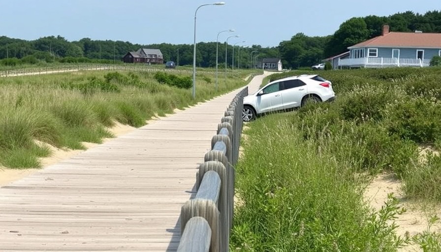 Car crashes into edge of boardwalk on Martha's Vineyard