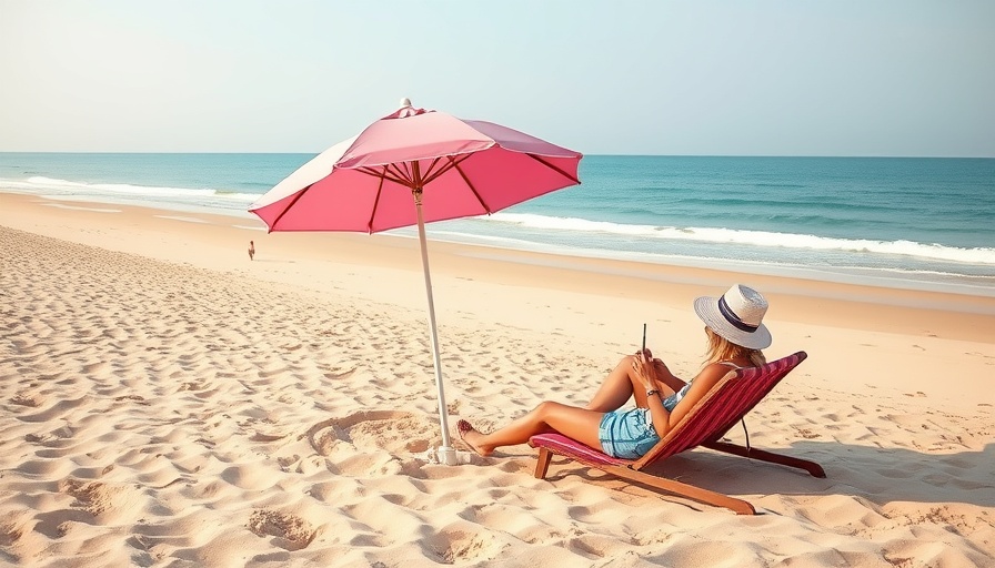 Relaxing under an umbrella on a hot Boston beach.