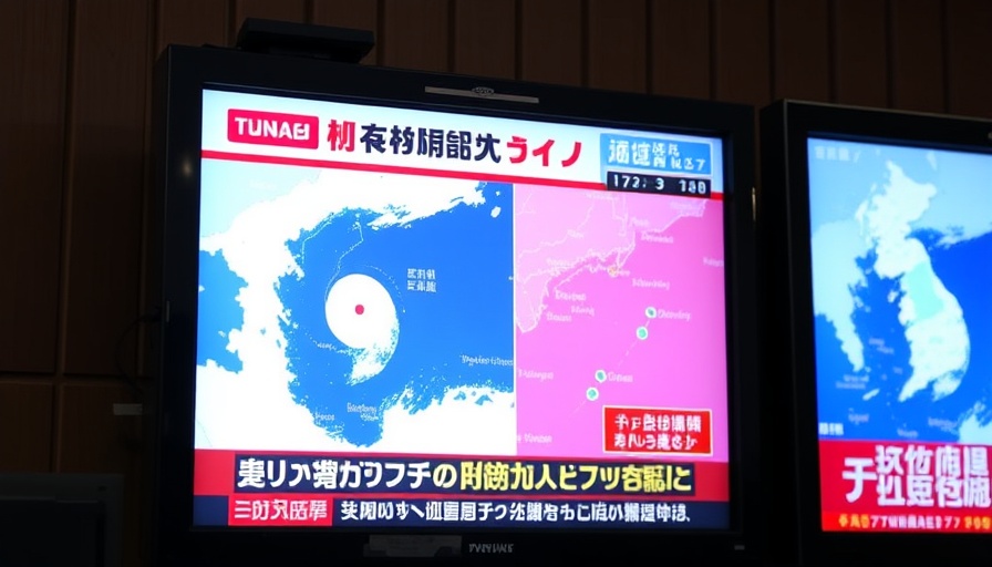 8.8-magnitude earthquake causes tsunami warnings shown on a TV broadcast.