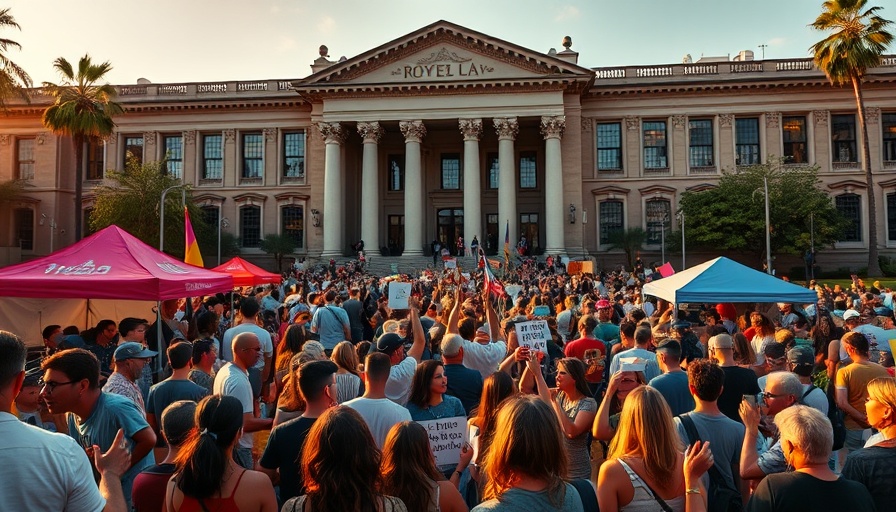UCLA campus protests settlement with tents and crowd.