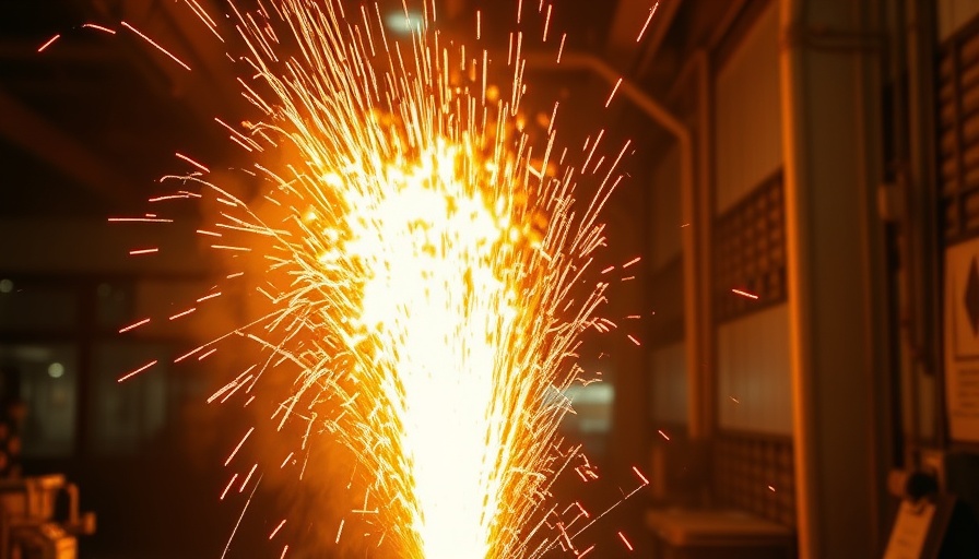 Charlestown electrical fire scene with intense sparks and light.