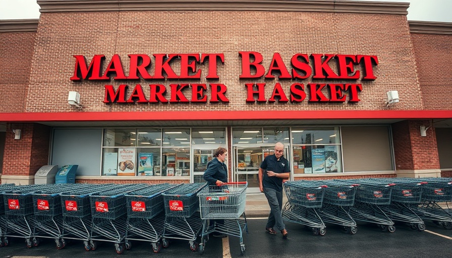 DHS investigation at Market Basket store with employee gathering carts.