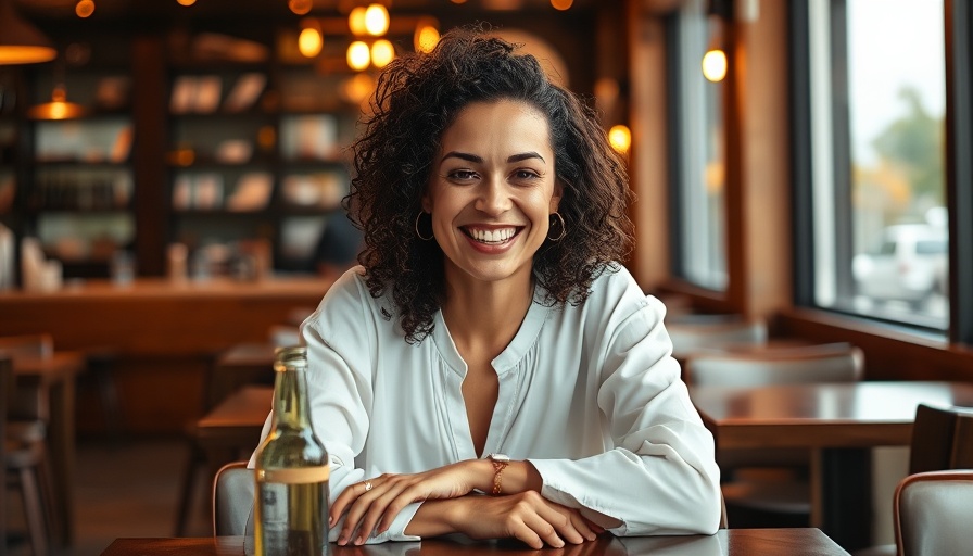 Smiling woman in a restaurant, relaxed atmosphere, responsible lending.
