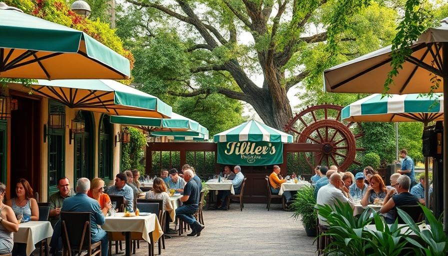 Charming Capri Italian Steakhouse SoWa outdoor dining with classic parasols.