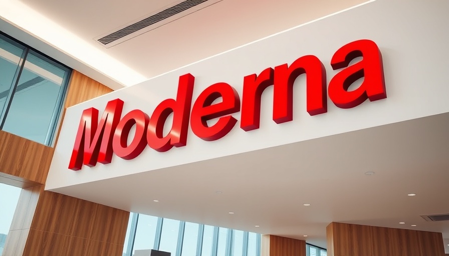 Modern corporate interior with Moderna sign.