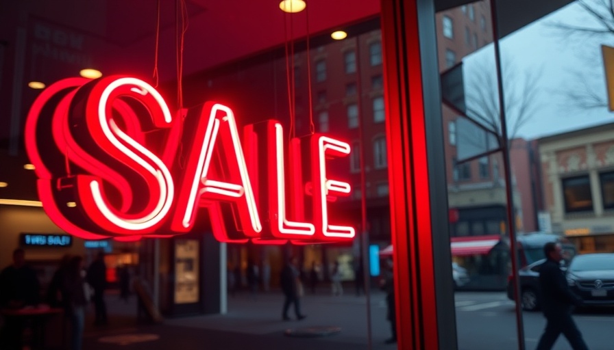 Neon sale sign in a store window to increase retail store foot traffic 2025