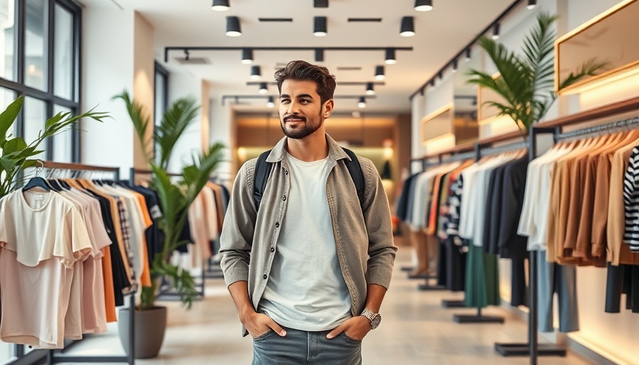 Casual male figure in modern clothing store promotes your blog successfully