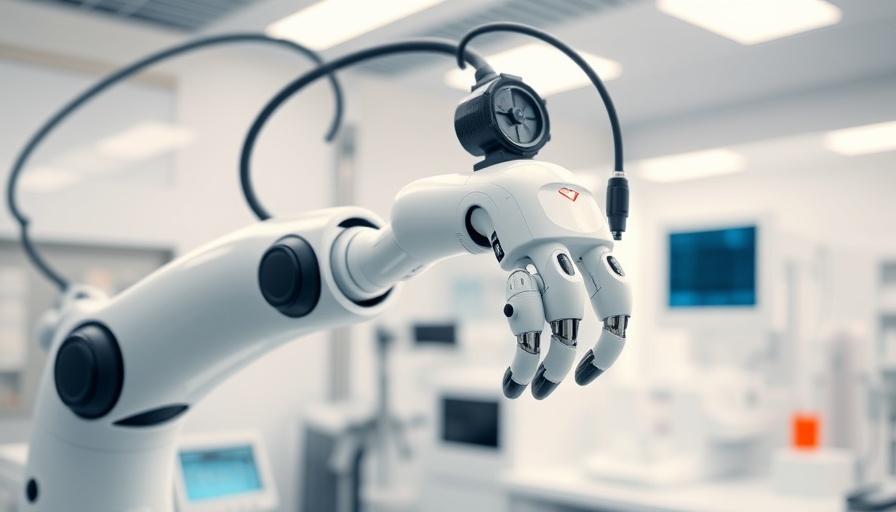 Advanced robotic arm in skincare lab showcasing precision machinery