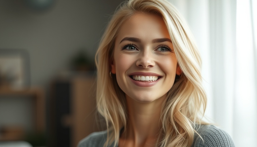 Blonde woman smiling, close-up indoors, Kate Merrill discrimination lawsuit keyword.