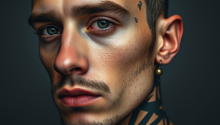 Close-up portrait of a man with tattoos for Middlesex County news.