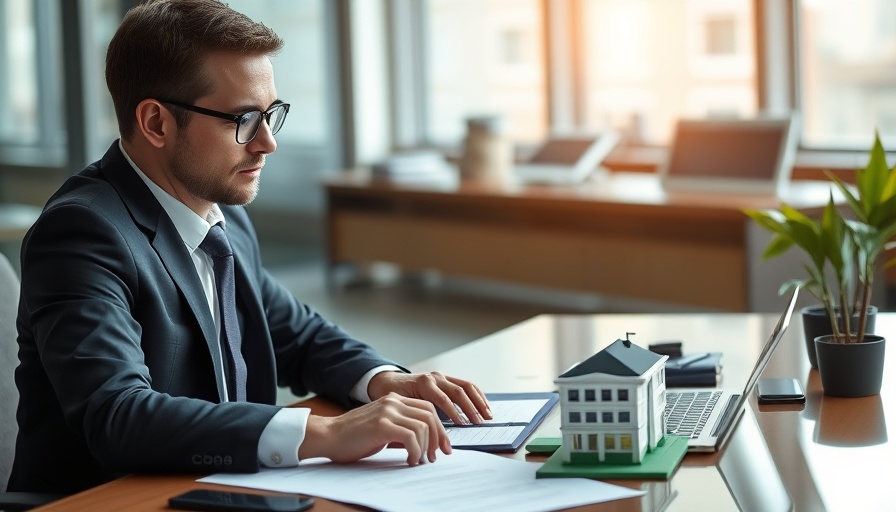 Professional calculating business loan interest rates in office.