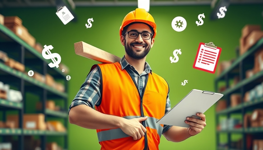 Confident worker holding wood in a hardware store, planning business startup.