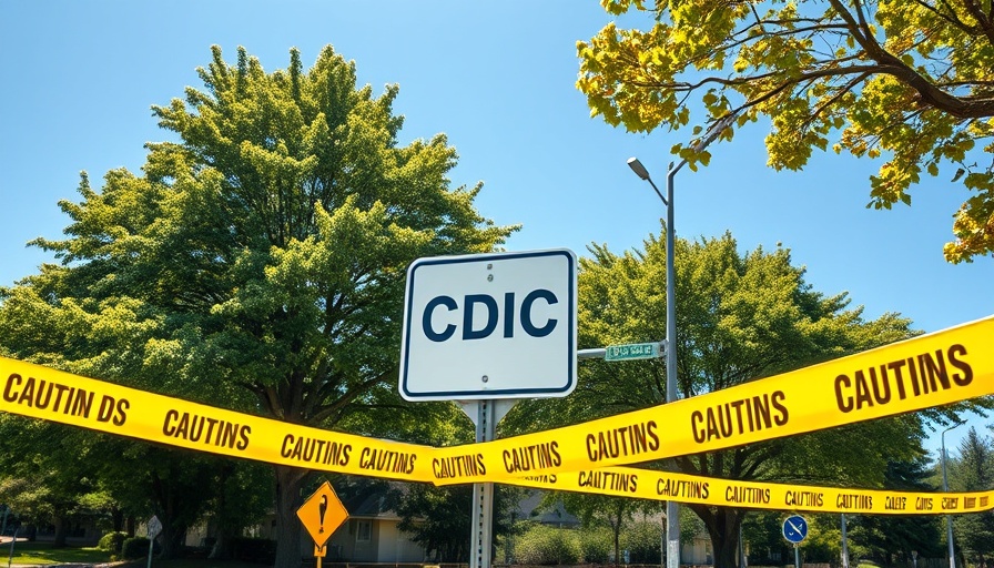 CDC caution tape, street corner, mental health focus.