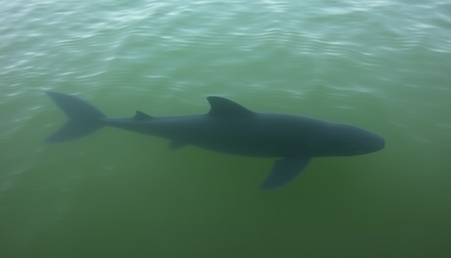 Rare manatee sighted in cold New England waters, blurred underwater view.