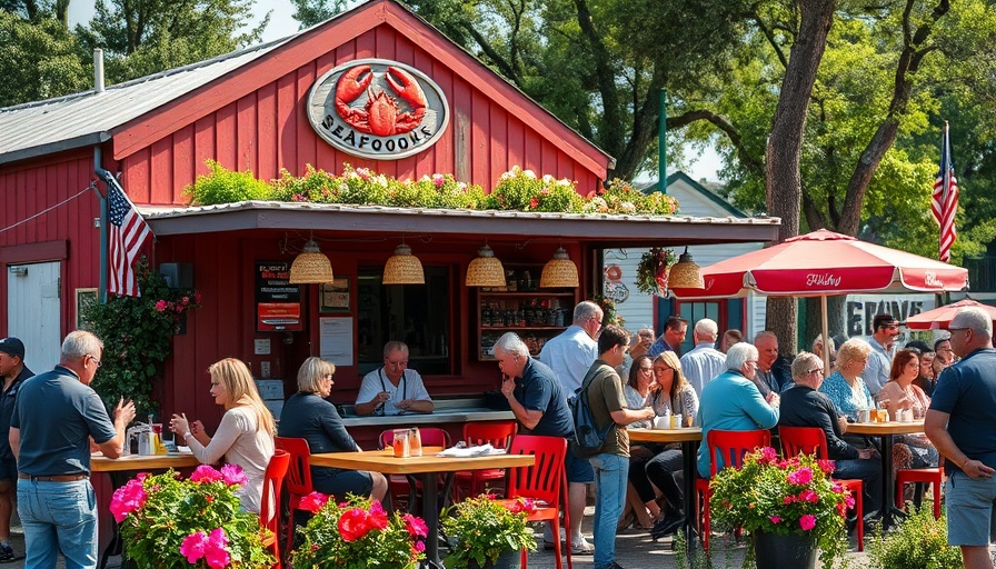 Maine lobster roll boom at outdoor seafood shack.