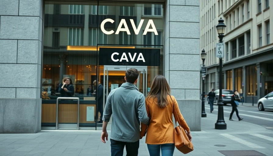Cava stock news; individuals outside CAVA storefront.
