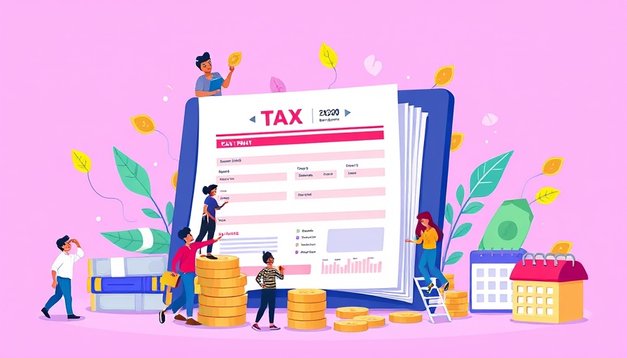 Cartoon of small businesses interacting with tax documents, illustrating gross receipts tests.