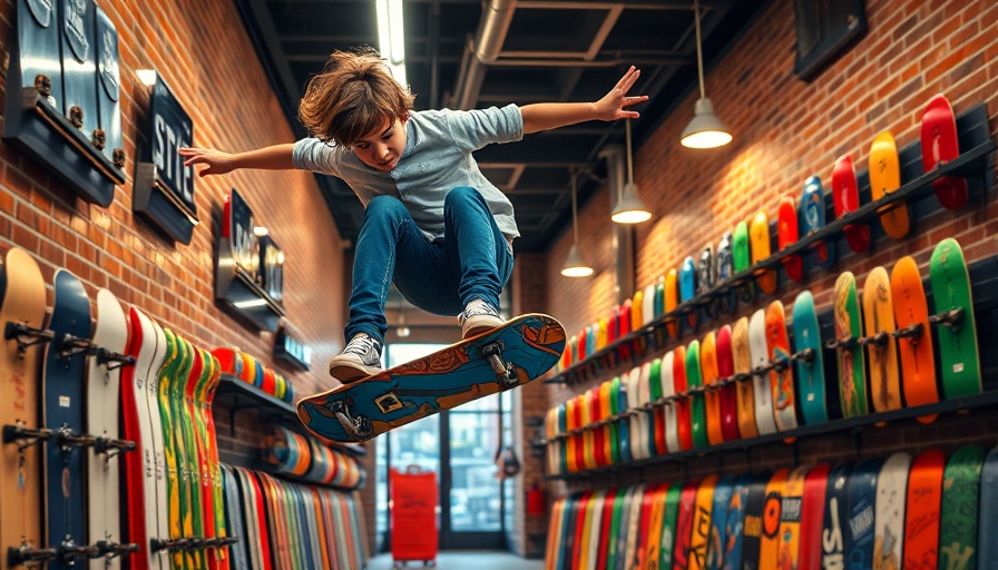 How to start a skate shop business: skateboarder and shop interior.