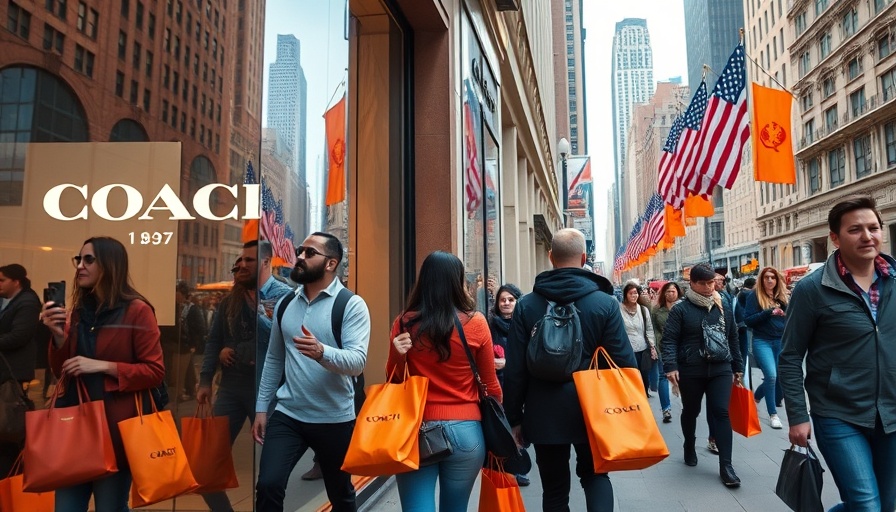 Urban street scene with COACH store reflection in NYC.