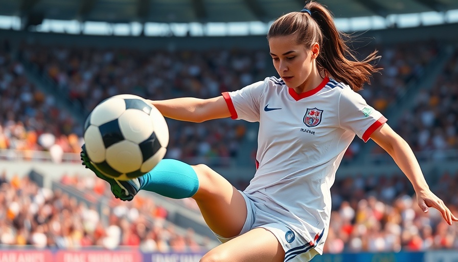 Soccer player kicking ball on field, vibrant and dynamic action shot.