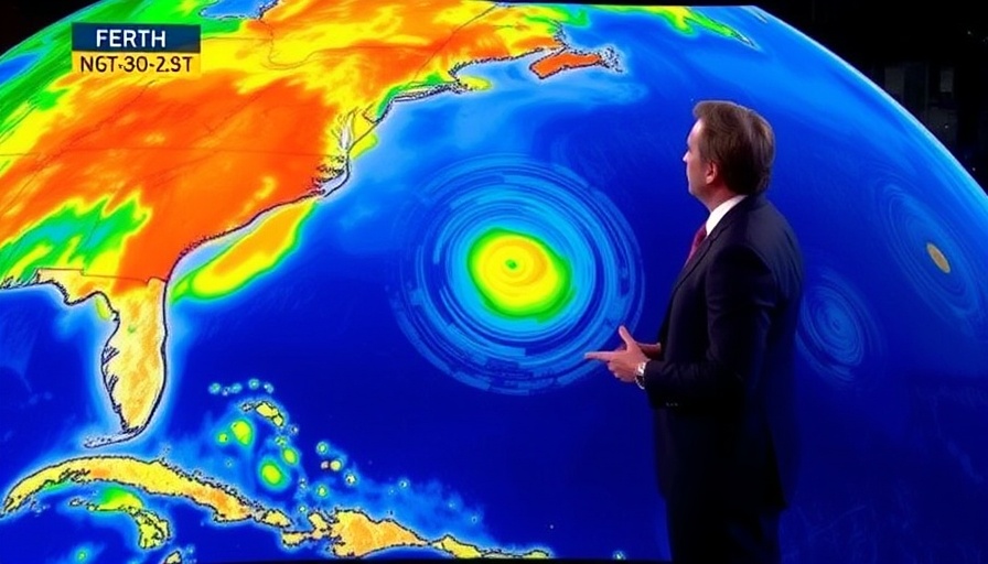 Weather map of Hurricane Erin's path towards North Carolina.