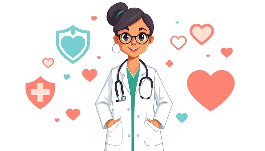 Illustration of business health coverage 2026 concept with doctor and symbols.