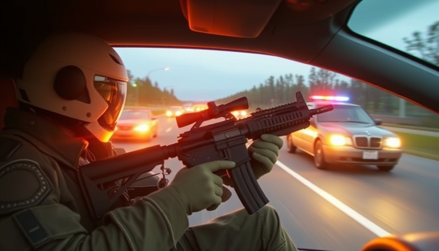 Driver armed with rifle, body armor on the loose after striking trooper, leading high-speed chase