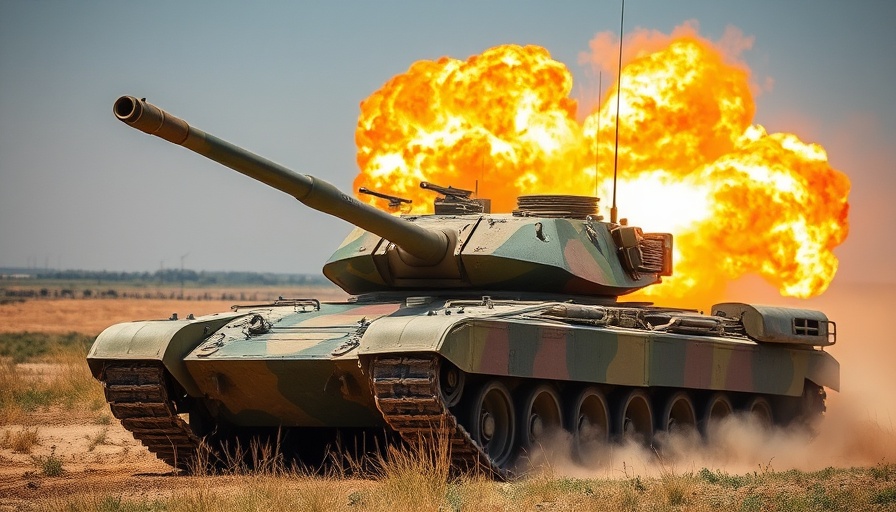 Camouflaged tank fires with NATO security focus