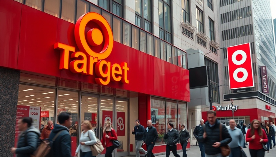 Target storefront bustling with people, highlighting growth challenges.