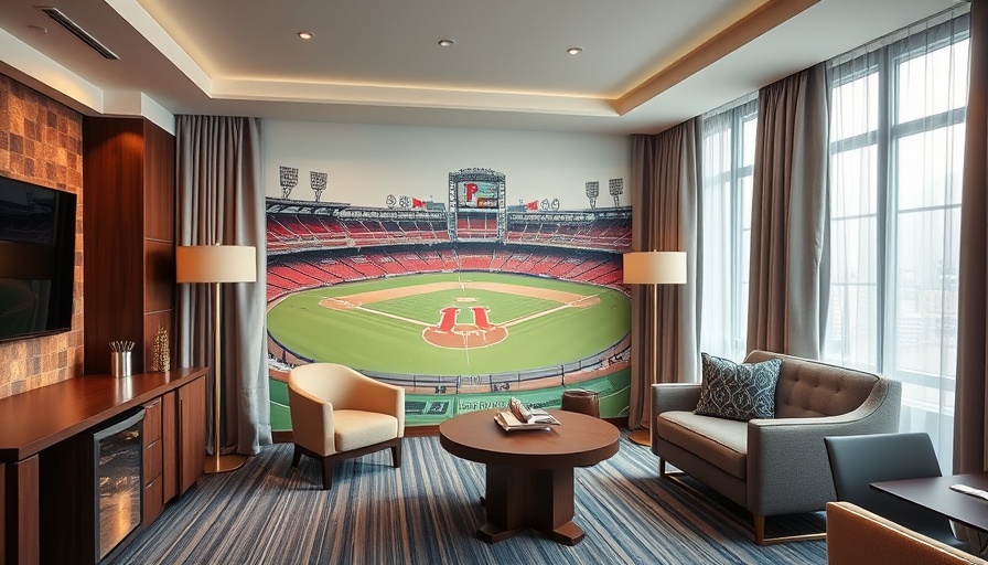 Boston staycation hotel room with Fenway Park decor.