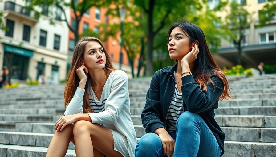 Two thoughtful women sitting on steps in an urban park, Miss Hall's School sexual misconduct report