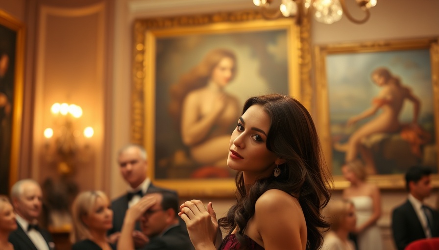 Elegant couple in formal attire at upscale event.