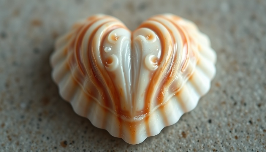Close-up of heart-shaped scallop shell with visible textures.