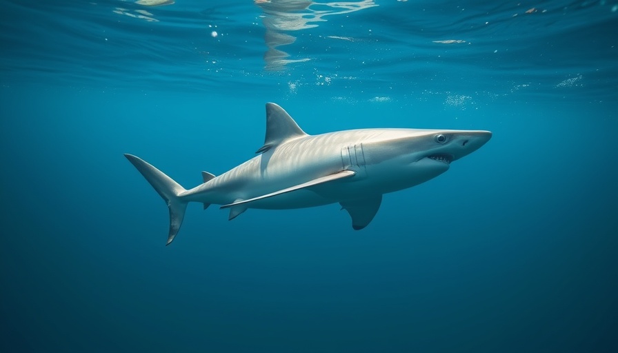 Great white shark swimming in clear ocean waters, highlighting recent sightings.