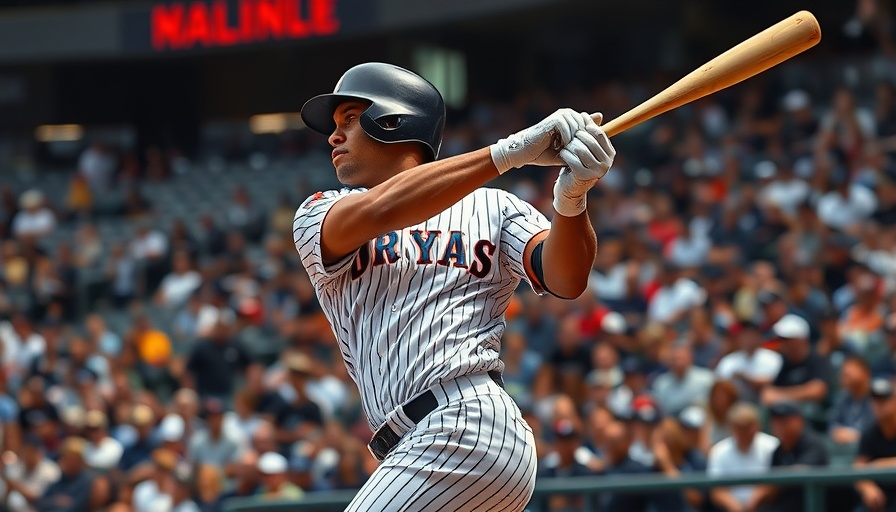Yankees player swinging bat against Red Sox, exciting game moment.