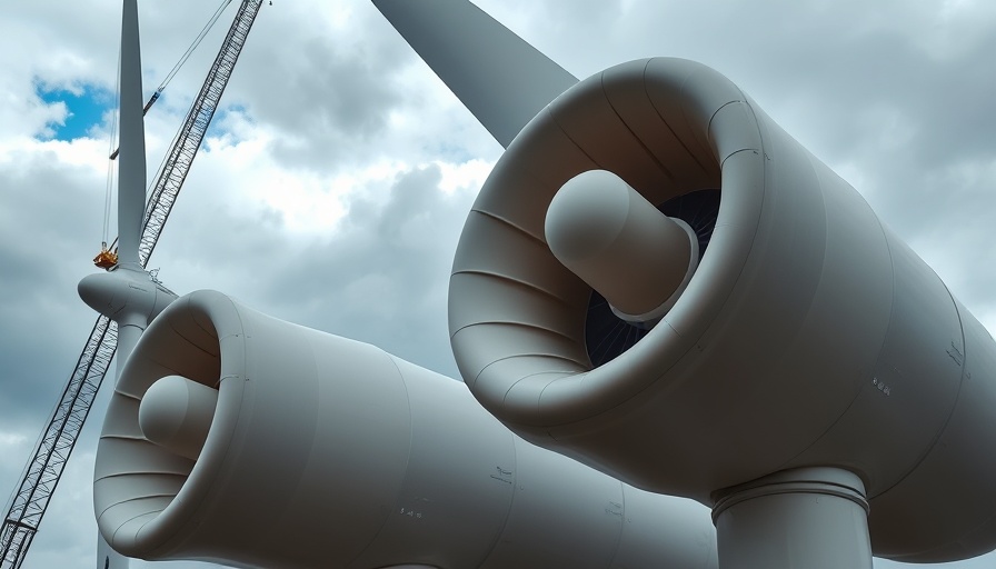 Close-up of wind turbine nacelles in Rhode Island offshore wind project.