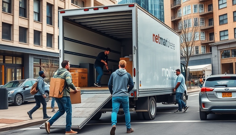 Group unloading moving truck amid Boston parking restrictions during college move-ins.