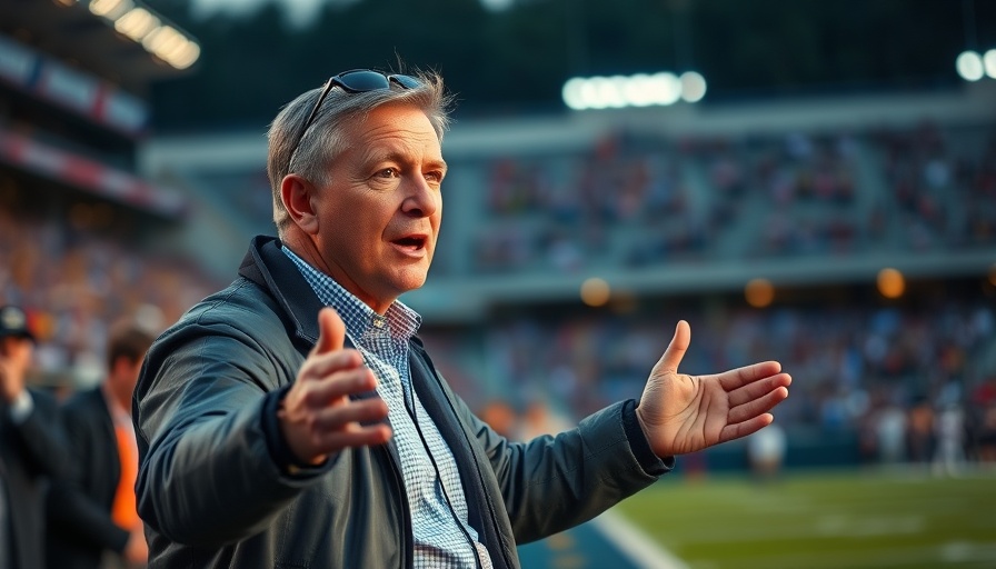 New England Patriots coach gesturing on sideline.