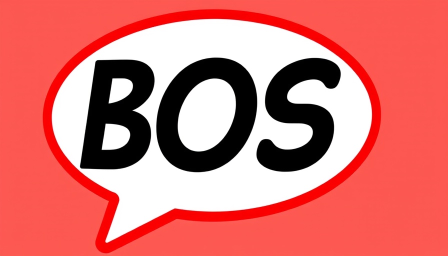 Bold 'BOS' logo in red speech bubble design