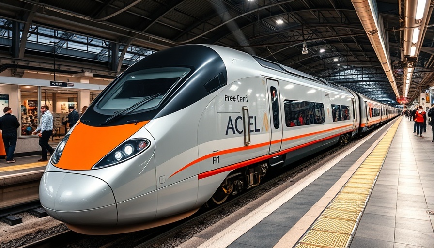 Boston new Acela Express train at platform with waiting passengers.