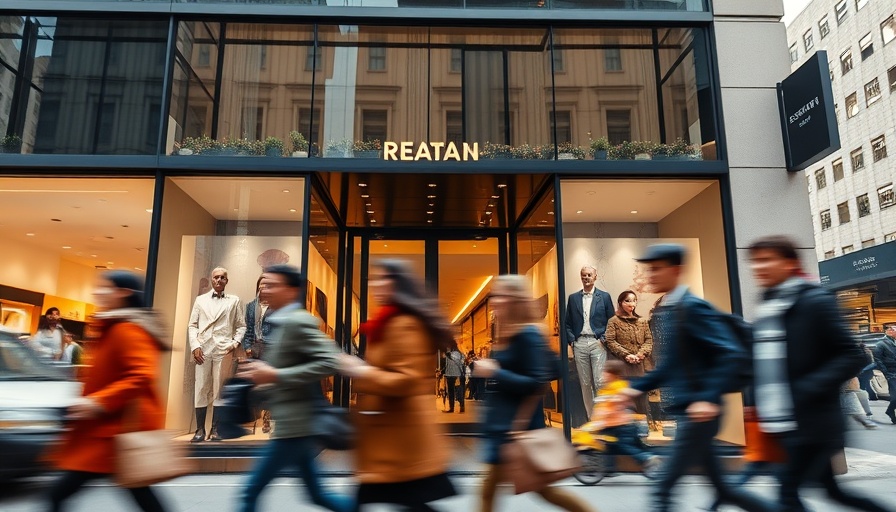 Urban retail scene illustrating impact of tariffs on retail profits.
