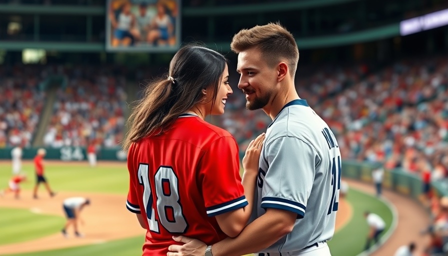 Couple in sports jerseys sharing a moment at a baseball game, Love Island USA breakup.