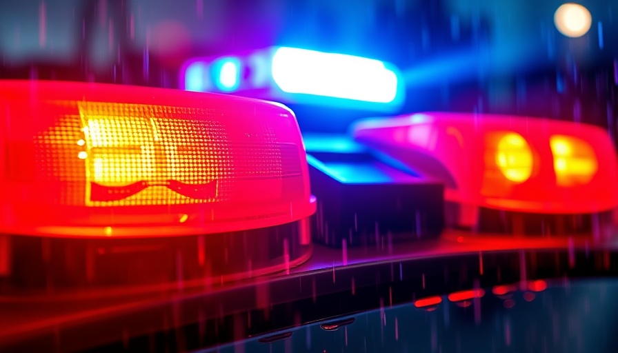 Flashing red and blue lights during an ambulance accident in northern Maine.