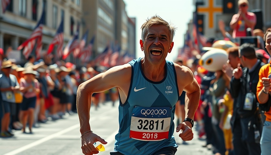 Olympic marathoner attacked by spectator in crowded street.
