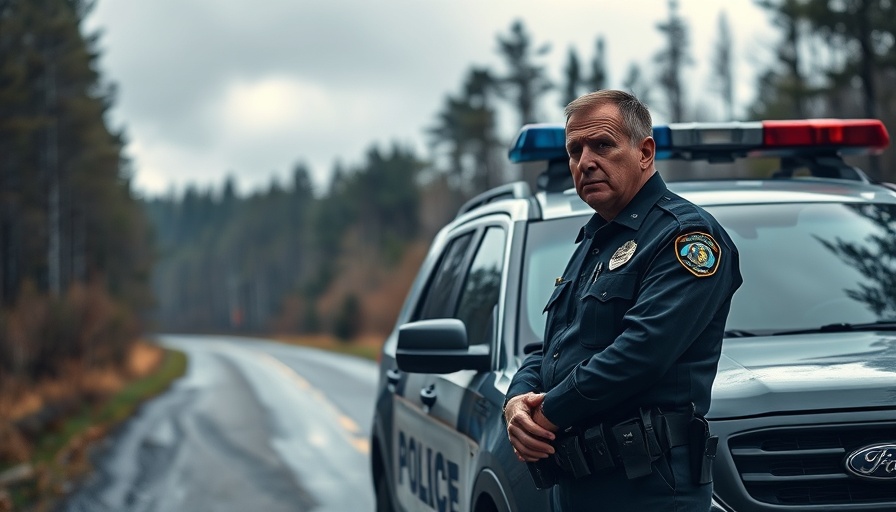 Police officer on forest road reflecting on New Hampshire murder-suicide embezzlement.
