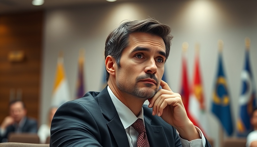 Business professional focused at conference, related to Kushner luxury condo investment in Albania.